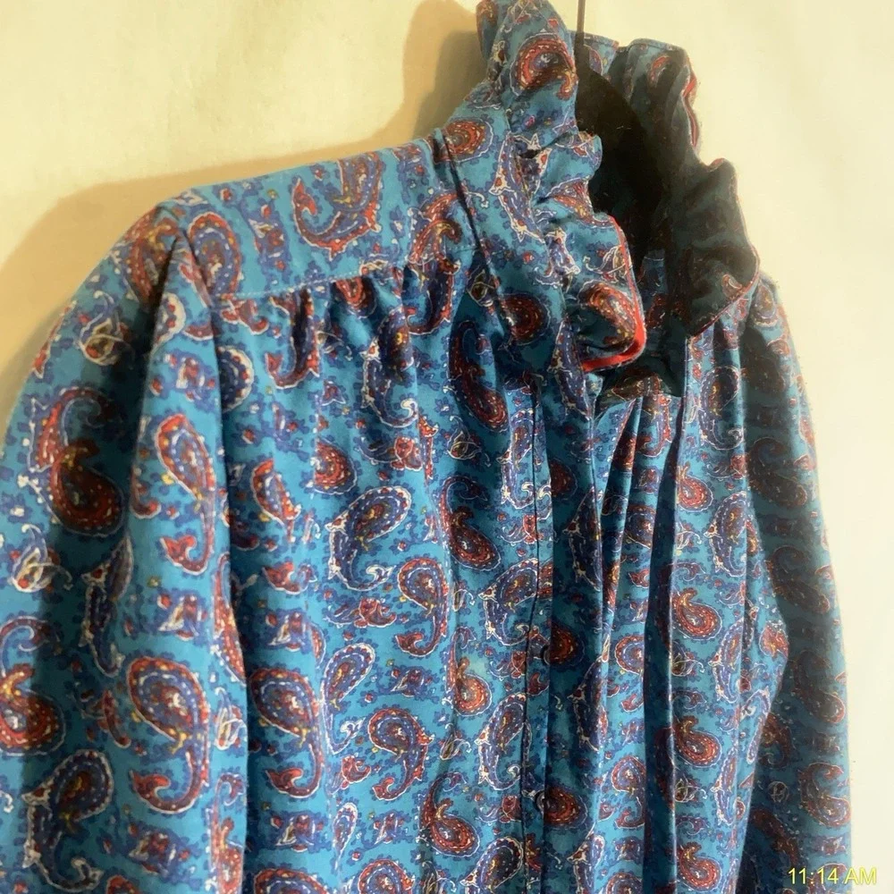 Vintage Schrader Sport Paisley Dress ILGWU Union Made‎ Blue Old $ Romantic
